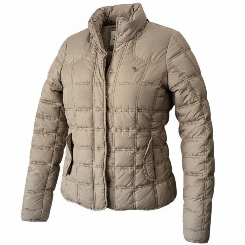 Abercrombie Fitch Quilted Puffer Jacket Down Feather Snap‎ Button/Zipper Size S